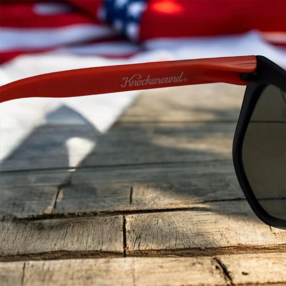 Unisex Knockaround Sunglasses Blue Polarized Lenses with American Flag Design - Picture 4 of 6